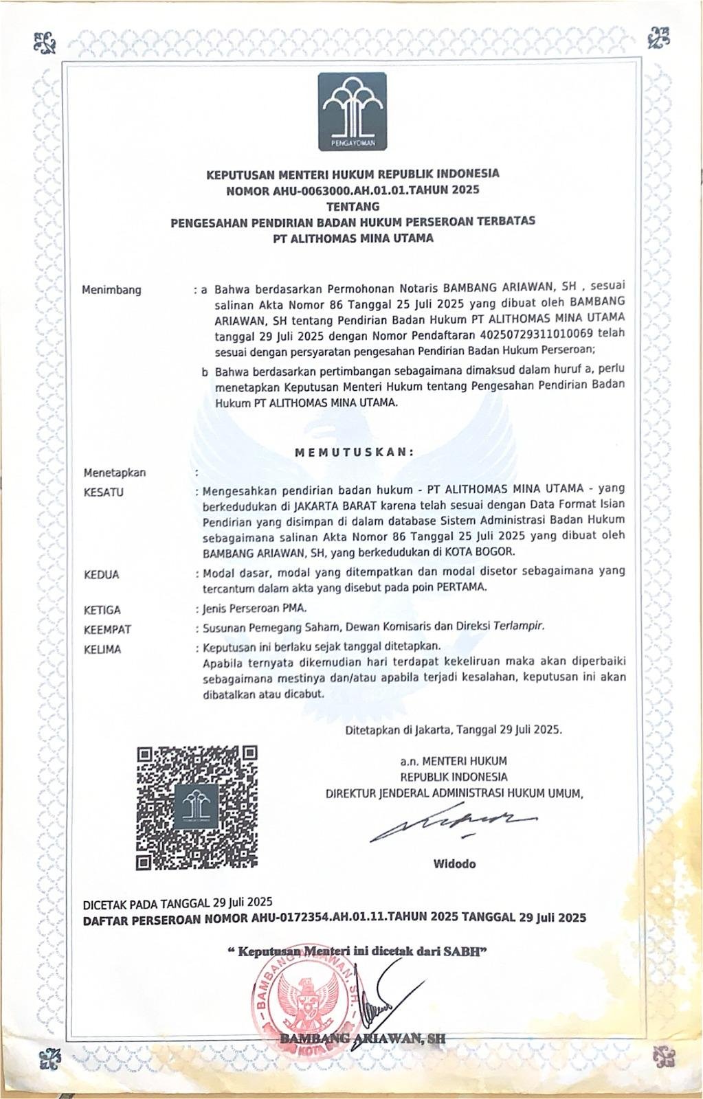 Keputusan Menteri Hukum dan HAM